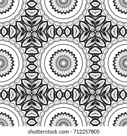 Floral Geometric Line seamless Pattern. Illustration. For fabric print, textile, background