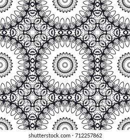 Floral Geometric Line seamless Pattern. Illustration. For fabric print, textile, background