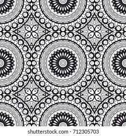 Floral Geometric Line seamless Pattern. Illustration. For fabric print, textile, background