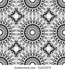Floral Geometric Line seamless Pattern. Illustration. For fabric print, textile, background