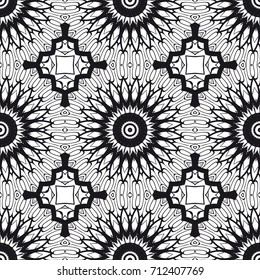 Floral Geometric Line seamless Pattern. Illustration. For fabric print, textile, background