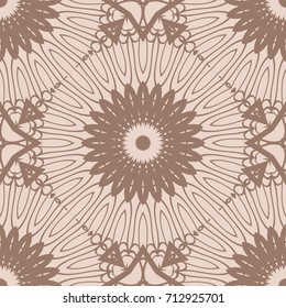 Floral Geometric Line seamless Pattern. Illustration. beige Color. For fabric print, textile, background
