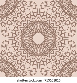 Floral Geometric Line seamless Pattern. Illustration. beige Color. For fabric print, textile, background