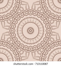 Floral Geometric Line seamless Pattern. Illustration. beige Color. For fabric print, textile, background