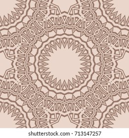Floral Geometric Line seamless Pattern. Illustration. beige Color. For fabric print, textile, background