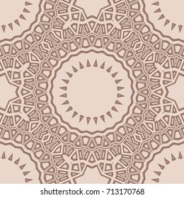Floral Geometric Line seamless Pattern. Illustration. beige Color. For fabric print, textile, background