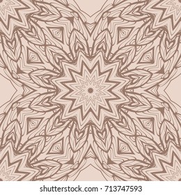 Floral Geometric Line seamless Pattern. Illustration. beige Color. For fabric print, textile, background