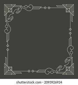 Floral and geometric monogram frame on dark gray background. - Vector.