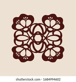 Ornamento geométrico floral. Patrón de plantilla para el panel decorativo. Una imagen adecuada para cortar papel, imprimir, cortar láser o grabar madera, metal. Fabricación de plantillas. Vector
