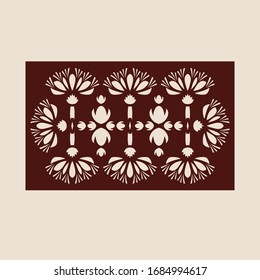Floral geometric ornament. The template pattern for decorative panel. A picture suitable for paper cutting, printing, laser cutting or engraving wood, metal. Stencil manufacturing. Vector