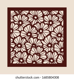 Blumengeometrische Ornamente. Das Vorlagenmuster für die dekorative Leiste. Ein Bild geeignet für Papierschneiden, Drucken, Laserschneiden oder Gravieren von Holz, Metall. Stencil-Produktion. Vektorillustration