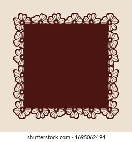 Floral geometric ornament. The template pattern for decorative panel. A picture suitable for paper cutting, printing, laser cutting or engraving wood, metal. Stencil manufacturing. Vector