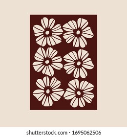 Ornamento geométrico floral. Patrón de plantilla para el panel decorativo. Una imagen adecuada para cortar papel, imprimir, cortar láser o grabar madera, metal. Fabricación de plantillas. Vector