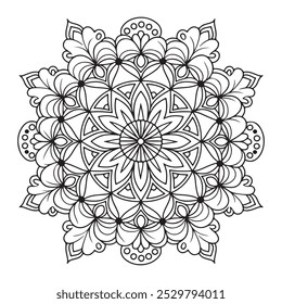 Mandala ornamental geométrica floral Design line art