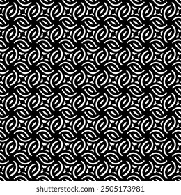 Floral Geometric Pattern (Black, White) - Repeating Vector Image; Easily Editable; Endless Design; Colorful lIlustration