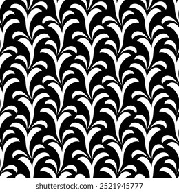 Floral geometric pattern. Black and white ornament. Seamless vector background. 