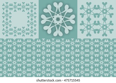 Floral geometric pattern and border.