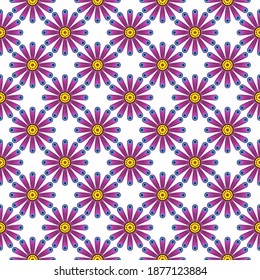 Floral geometric pattern, with circular purple color.  Ornaments for fabrics, wallpaper, packaging, decorative prints