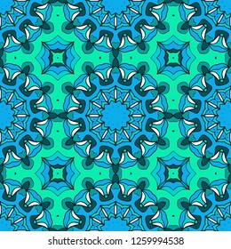 Floral geometric pattern with decorative element. Vector illustration. Template design for card, tablecloth, fashion print.