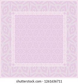Floral geometric pattern with decorative element. Vector illustration. Template design for card, tablecloth, fashion print.