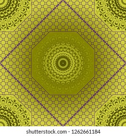 Floral geometric pattern with decorative element. Vector illustration. Template design for card, tablecloth, fashion print.