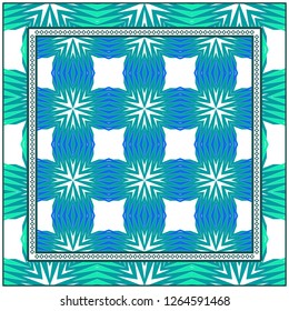 Floral geometric pattern with decorative element. Vector illustration. Template design for card, tablecloth, fashion print.