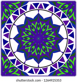 Floral geometric pattern with decorative element. Vector illustration. Template design for card, tablecloth, fashion print.