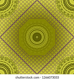 Floral geometric pattern with decorative element. Vector illustration. Template design for card, tablecloth, fashion print.