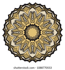 Floral Geometric Pattern with hand-drawing Mandala. Vector super illustration. For fabric, textile, bandana, scarg, print