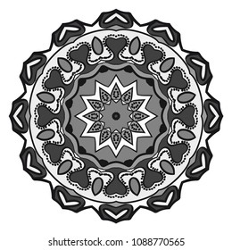 Floral Geometric Pattern with hand-drawing Mandala. Vector super illustration. For fabric, textile, bandana, scarg, print