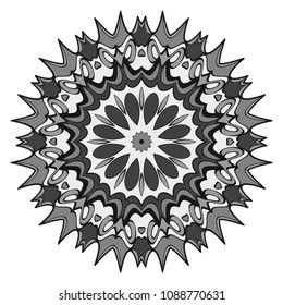 Floral Geometric Pattern with hand-drawing Mandala. Vector super illustration. For fabric, textile, bandana, scarg, print