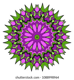 Floral Geometric Pattern with hand-drawing Mandala. Vector super illustration. For fabric, textile, bandana, scarg, print