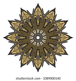 Floral Geometric Pattern with hand-drawing Mandala. Vector super illustration. For fabric, textile, bandana, scarg, print