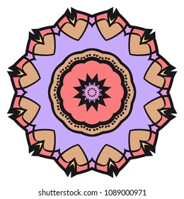 Floral Geometric Pattern with hand-drawing Mandala. Vector super illustration. For fabric, textile, bandana, scarf, print