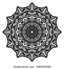 Floral Geometric Pattern with hand-drawing Mandala. Vector super illustration. For fabric, textile, bandana, scarg, print