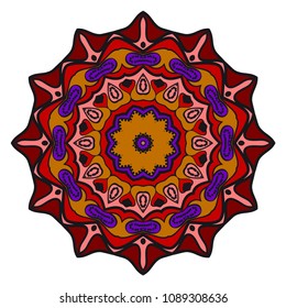 Floral Geometric Pattern with hand-drawing Mandala. Vector super illustration. For fabric, textile, bandana, scarg, print