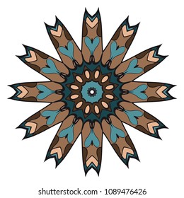 Floral Geometric Pattern with hand-drawing Mandala. Vector super illustration. For fabric, textile, bandana, scarg, print