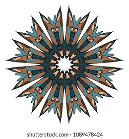 Floral Geometric Pattern with hand-drawing Mandala. Vector super illustration. For fabric, textile, bandana, scarg, print