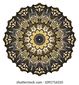Floral Geometric Pattern with hand-drawing Mandala. Vector super illustration. For fabric, textile, bandana, scarg, print