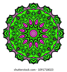 Floral Geometric Pattern with hand-drawing Mandala. Vector super illustration. For fabric, textile, bandana, scarg, print