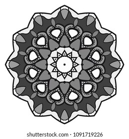 Floral Geometric Pattern with hand-drawing Mandala. Vector super illustration. For fabric, textile, bandana, scarg, print