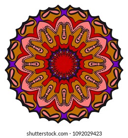 Floral Geometric Pattern with hand-drawing Mandala. Vector super illustration. For fabric, textile, bandana, scarg, print