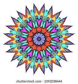 Floral Geometric Pattern with hand-drawing Mandala. Vector super illustration. For fabric, textile, bandana, scarg, print