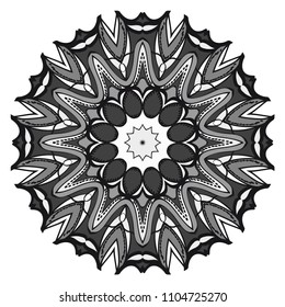 Floral Geometric Pattern with hand-drawing Mandala. Vector super illustration. For fabric, textile, bandana, scarg, print
