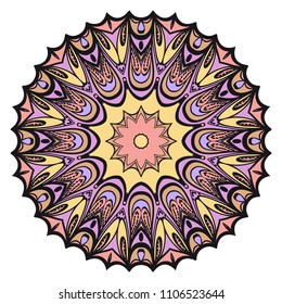 Floral Geometric Pattern with hand-drawing Mandala. Vector super illustration. For fabric, textile, bandana, scarg, print