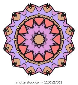 Floral Geometric Pattern with hand-drawing Mandala. Vector super illustration. For fabric, textile, bandana, scarg, print