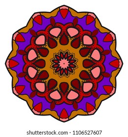 Floral Geometric Pattern with hand-drawing Mandala. Vector super illustration. For fabric, textile, bandana, scarg, print
