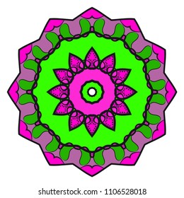 Floral Geometric Pattern with hand-drawing Mandala. Vector super illustration. For fabric, textile, bandana, scarg, print