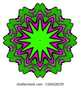 Floral Geometric Pattern with hand-drawing Mandala. Vector super illustration. For fabric, textile, bandana, scarg, print