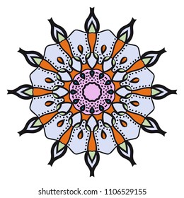 Floral Geometric Pattern with hand-drawing Mandala. Vector super illustration. For fabric, textile, bandana, scarg, print
